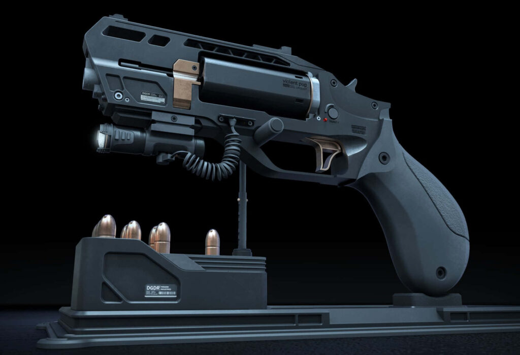 Futuristic Handgun Wallpaper: Sleek Design & Metallic Accents