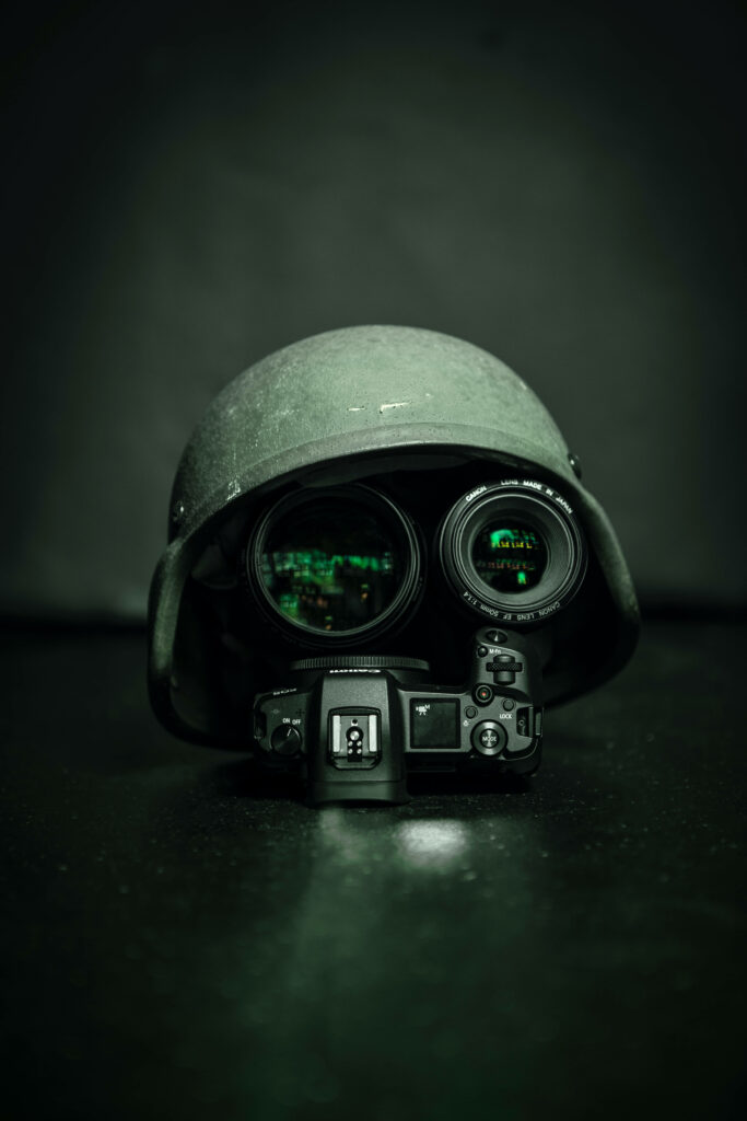 Futuristic Helmet with Night Vision & Camera - Innovative Tech Wallpaper