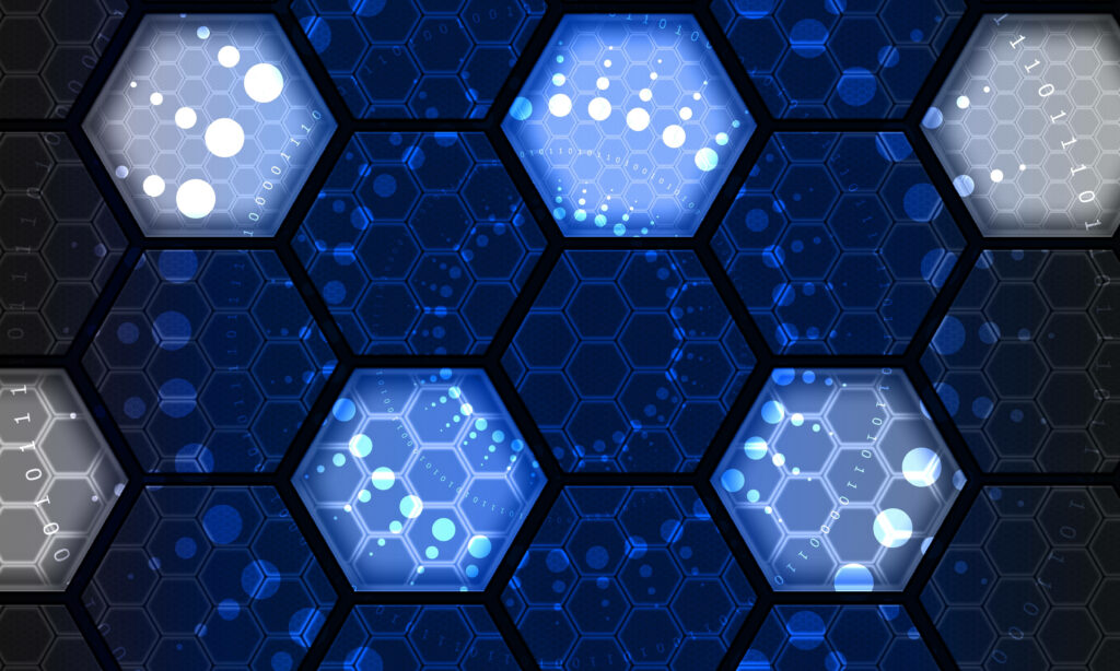 Futuristic Hexagonal Wallpaper with Illuminated Abstract Designs