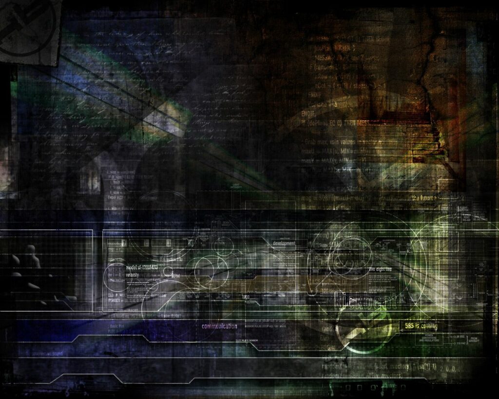Futuristic Industrial Wallpaper with Complex Circuit Diagrams
