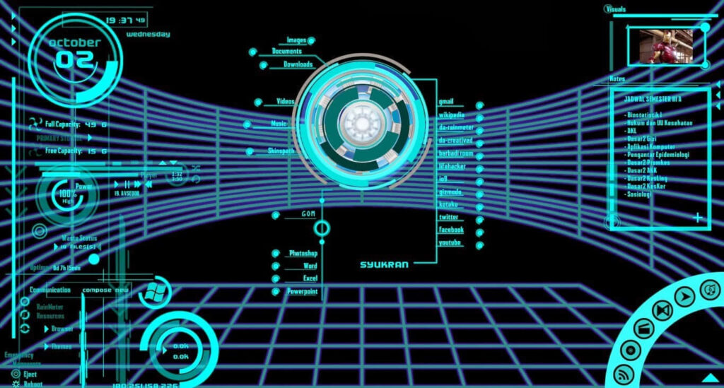 Futuristic Iron Man Wallpaper: High-Tech Holographic Background