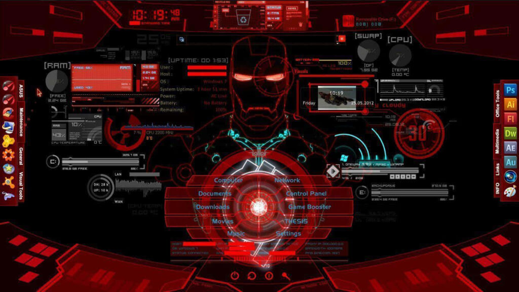 Futuristic Iron Man Wallpaper: Advanced Tech in Vibrant Red Tones