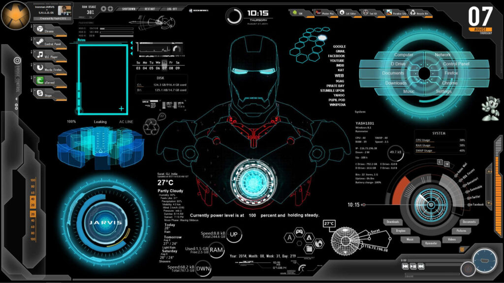 Futuristic Iron Man Wallpaper: High-Tech HUD & Holographic Designs