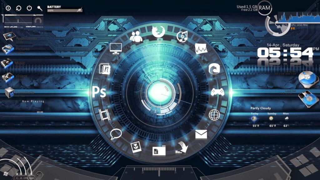 “Futuristic Iron Man Wallpaper: High-Tech Interface & Holographic Design”