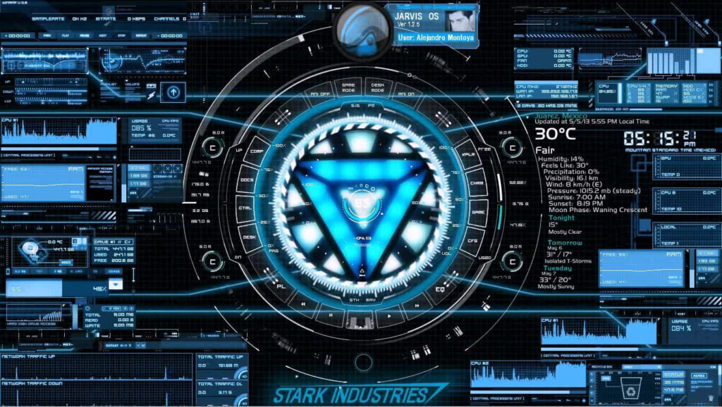 Futuristic JARVIS Wallpaper: Holographic Tech & Stark Industries Design