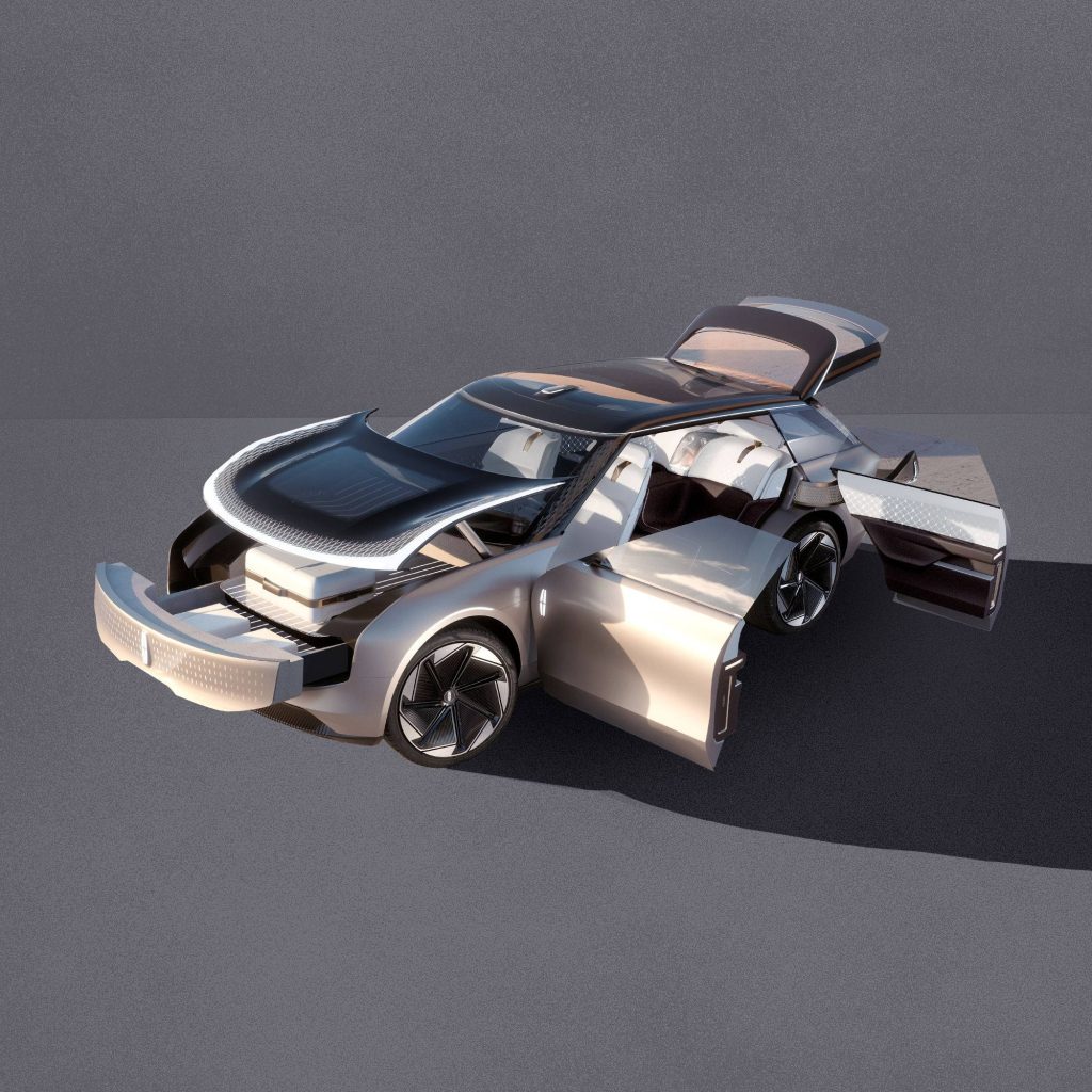 Futuristic Lincoln Star Concept 3D render in metallic tones with sleek glowing lights and doors Wallpaper