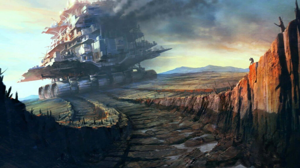 Futuristic Machine in Desolate Landscape - Fantasy Wallpaper