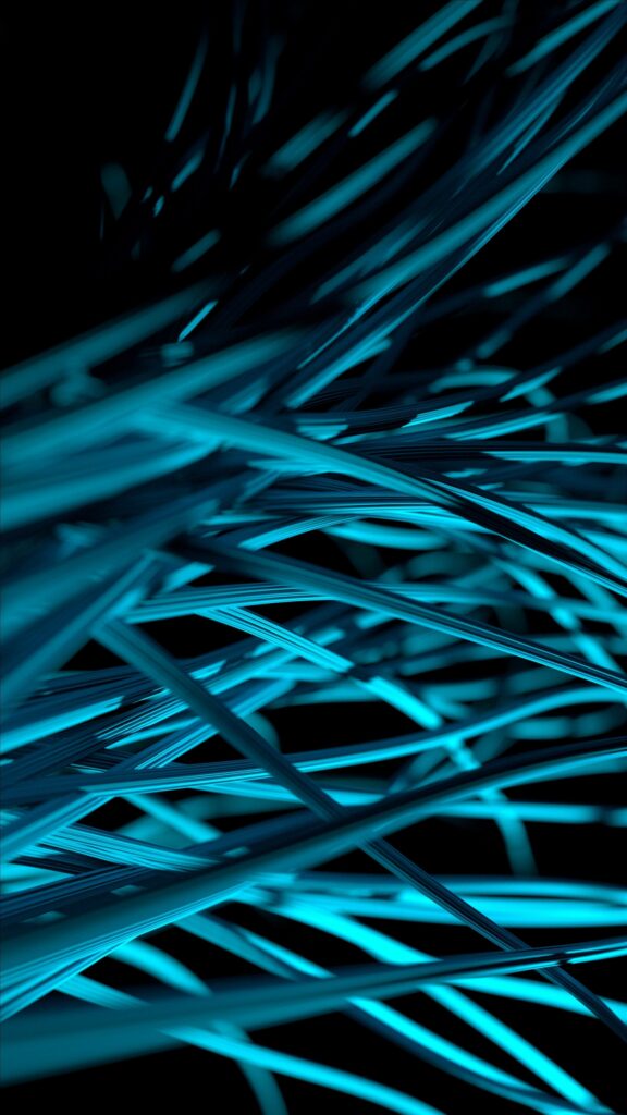 Futuristic Macro Wallpaper: Glowing Blue Neural Pathways on Dark Background