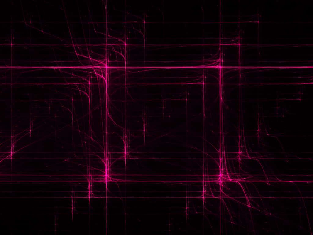 Abstract digital wallpaper with vibrant glowing magenta grid on sleek black futuristic background