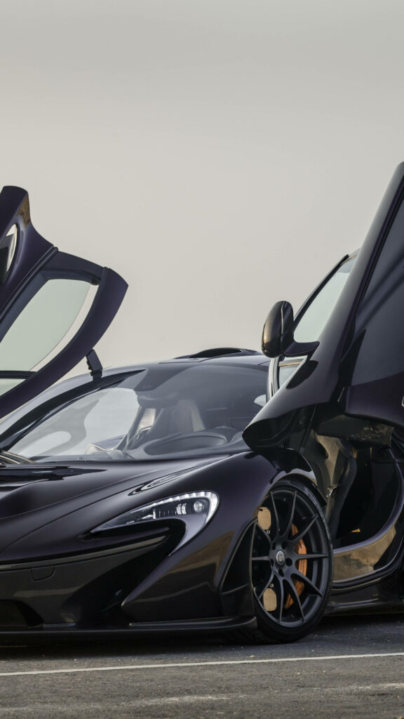 Futuristic Matte Black McLaren P1 Wallpaper - Luxury Hypercar Design