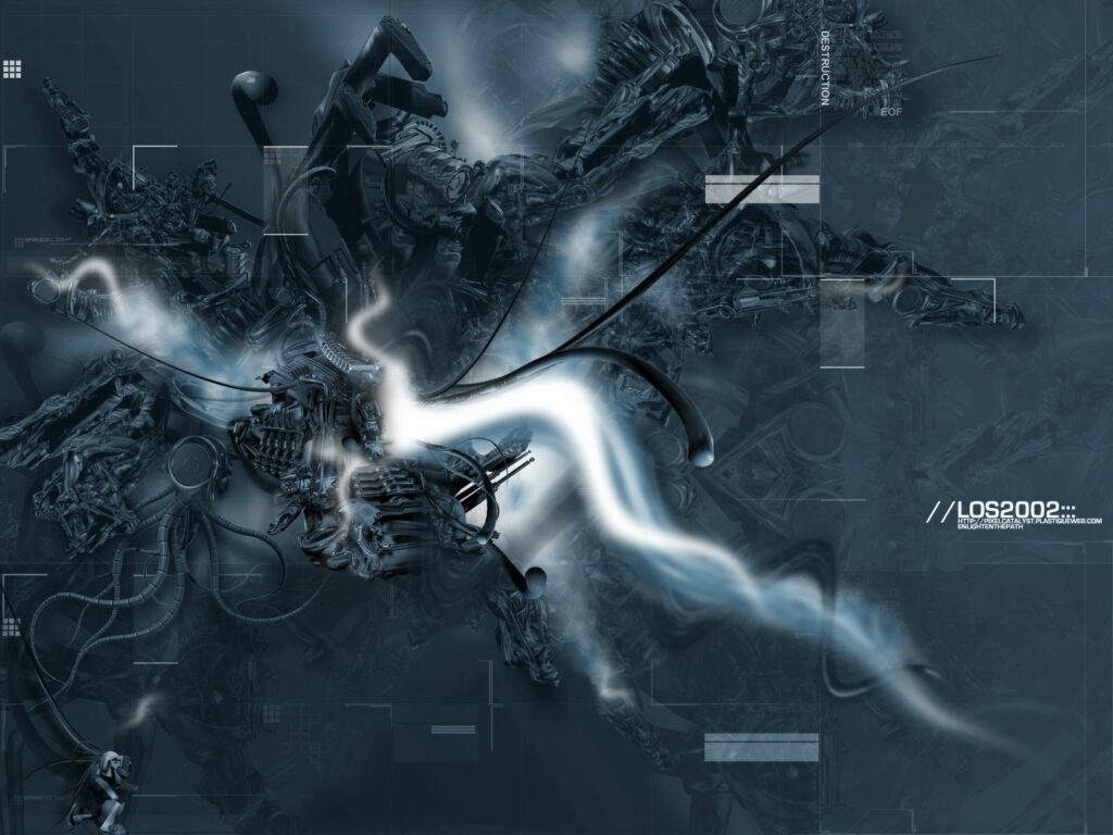 Futuristic Mechanical Device Wallpaper with Energy Bursts - 1600x1200