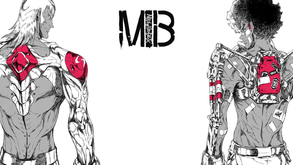 Futuristic Megalo Box Wallpaper: Dynamic Characters & Mechanical Gear