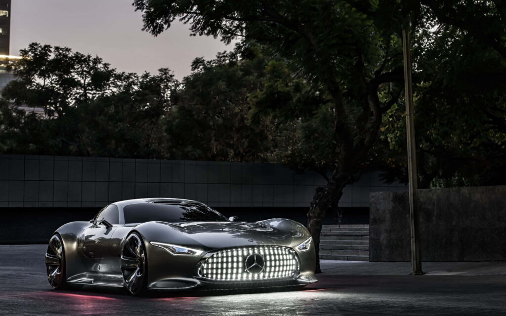 Futuristic Mercedes Concept Car 4K Wallpaper - Evening Urban Scenic