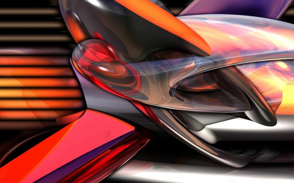 Vibrant Abstract Wallpaper: Dynamic Energy & Glossy Metallic Surfaces
