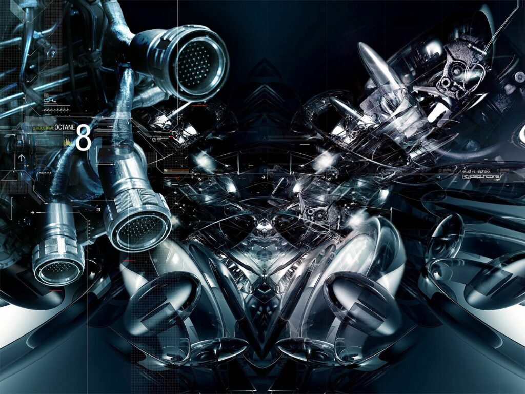 Futuristic Metallic Wallpaper: High-Res 1600x1200 Cybernetic Design