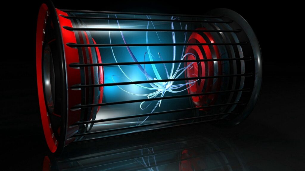 Futuristic Metallic Cylinder with Neon Blue Light 1920x1080 Wallpaper
