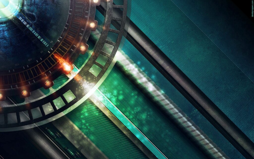 Futuristic Metallic Device Wallpaper with Bright Light Beam Design
