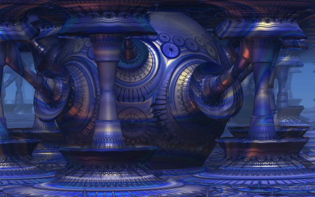 Futuristic Metallic Mechanism Wallpaper: Blue & Silver Design