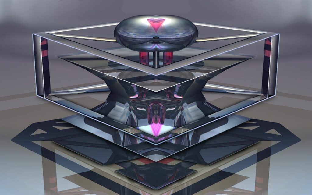 Futuristic Metallic Sculpture Wallpaper | Abstract Geometric Design