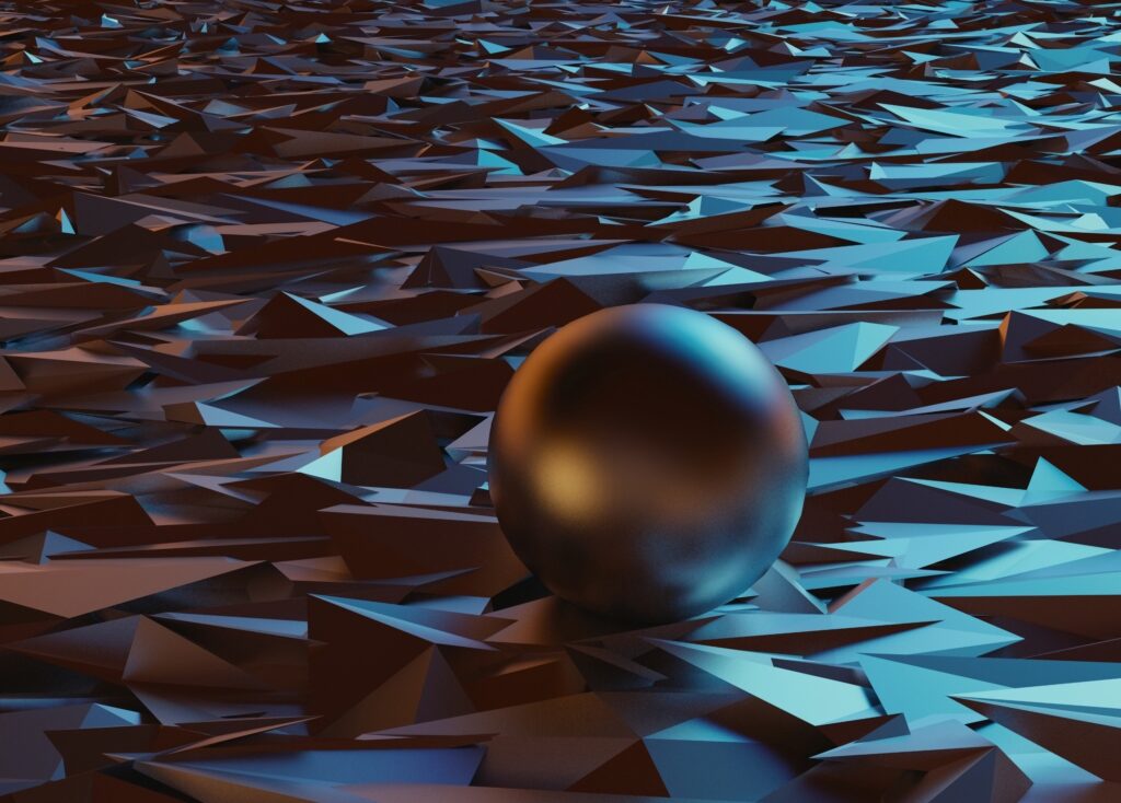 Futuristic Metallic Sphere on Angular Surface - Abstract Wallpaper