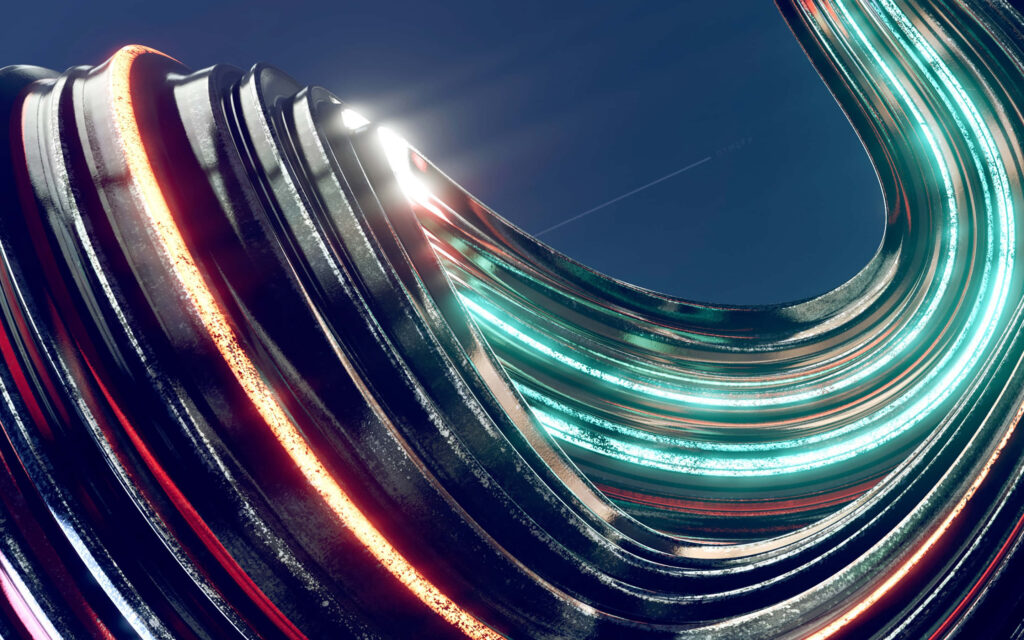Neon-Illuminated Metallic Swirl Wallpaper - Futuristic Background