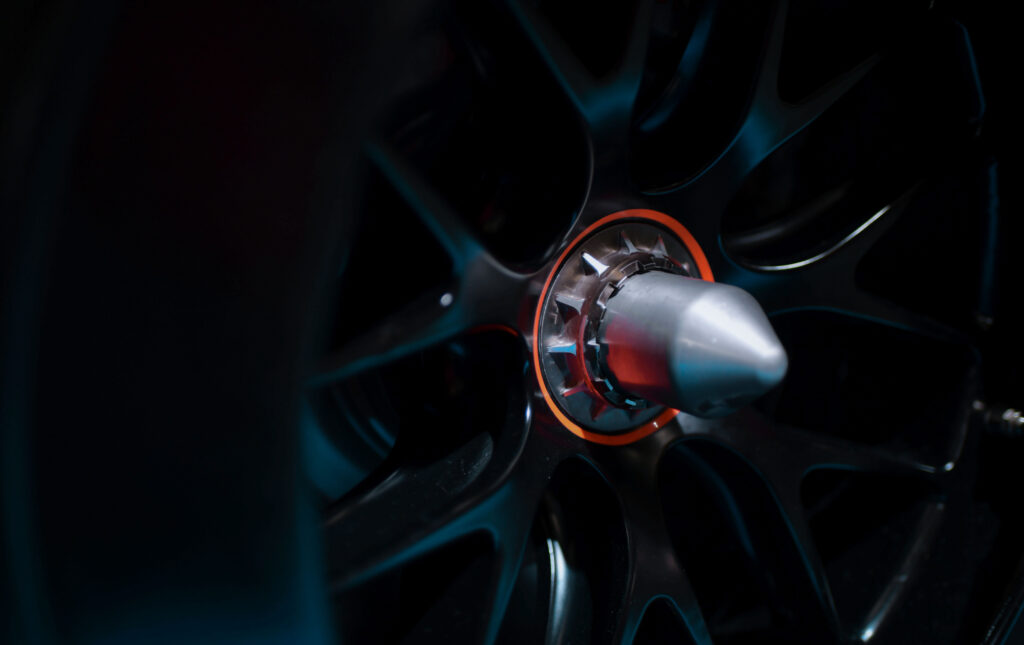 Futuristic Metallic Wheel: Glossy Macro Design Wallpaper Background