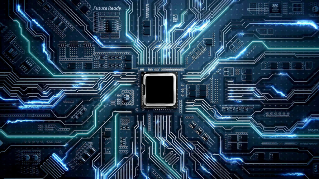 Futuristic Microchip Circuit Board Wallpaper - Advanced Tech Design