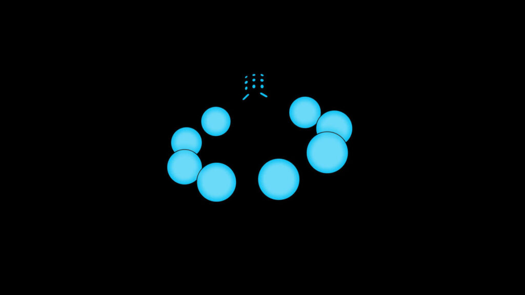 Minimalist Wallpaper: Black Background with Symmetrical Blue Circles