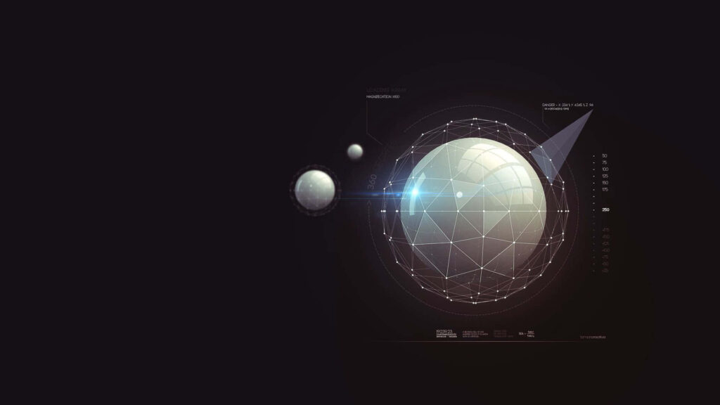 Futuristic Minimalist Wallpaper: Geometric Spheres & Data Visualization