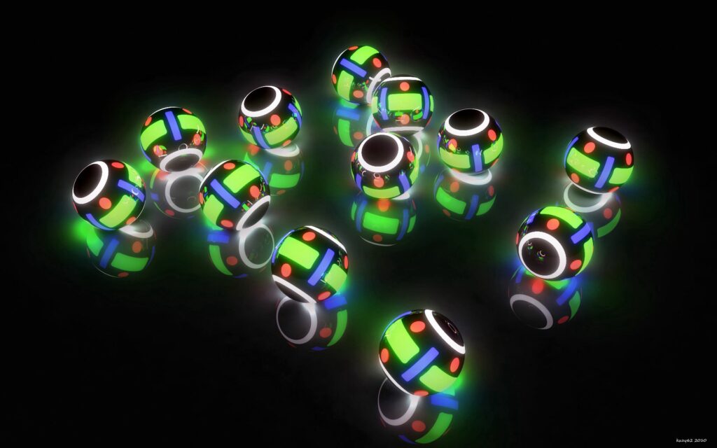 Futuristic Multicolored Balls Wallpaper | Glowing Aesthetic Background