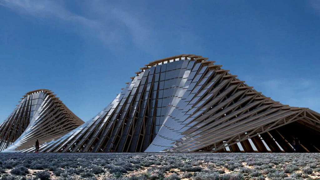 Futuristic NV Energy Solar Mountain Wallpaper: Sustainable Design