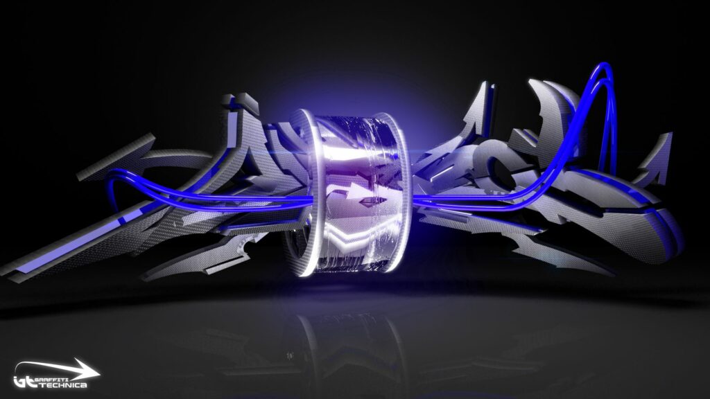 Futuristic Abstract Neon Wallpaper: Bright Glow on Dark Background