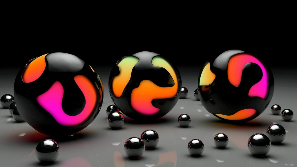 Futuristic Neon Black Balls Wallpaper - 2560x1440 Background