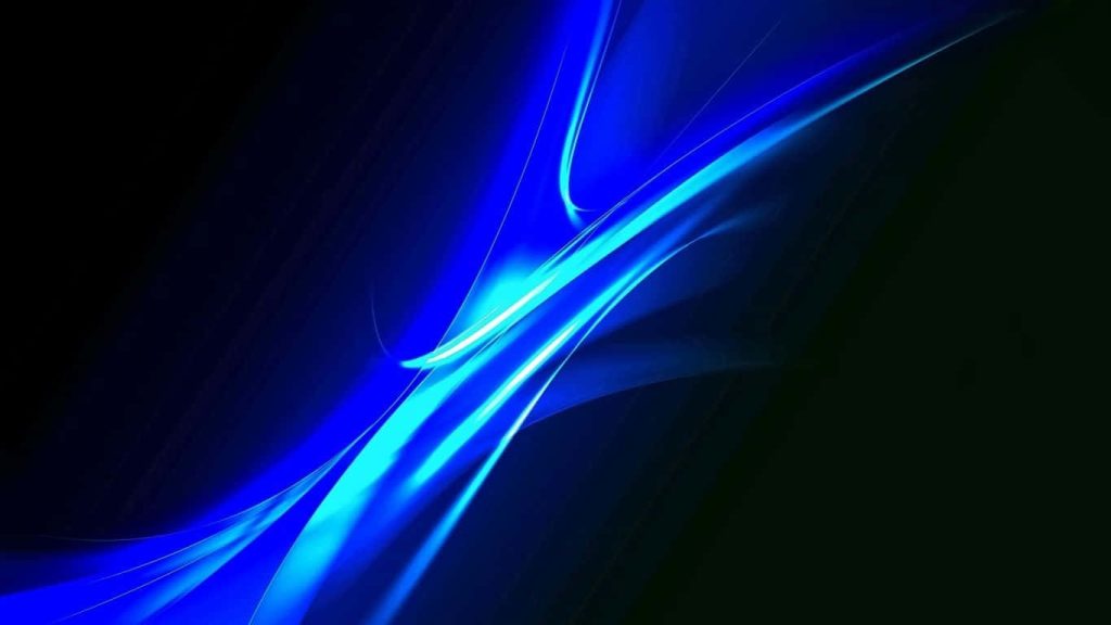Abstract neon blue light curves on black background futuristic minimalist wallpaper background