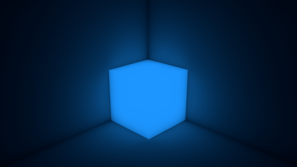 Neon Blue Cube Wallpaper: Modern Geometric Art in Dark Background