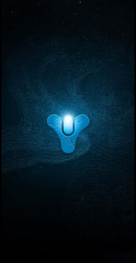 Glowing Neon Blue Logo Wallpaper on Cosmic Dark Background