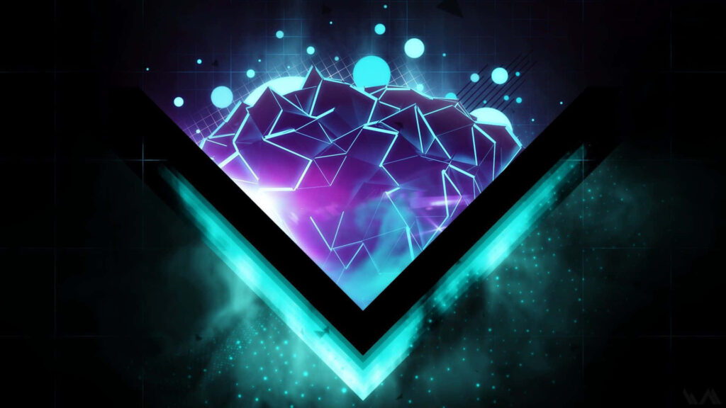 Futuristic Neon Blue & Purple Abstract Wallpaper with Geometric Design