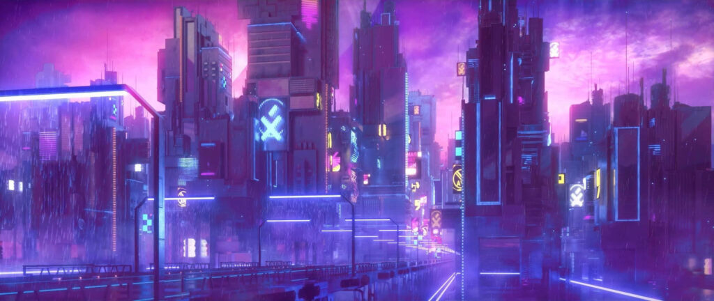 Futuristic Neon Cityscape Wallpaper: Cyberpunk Aesthetic Glow