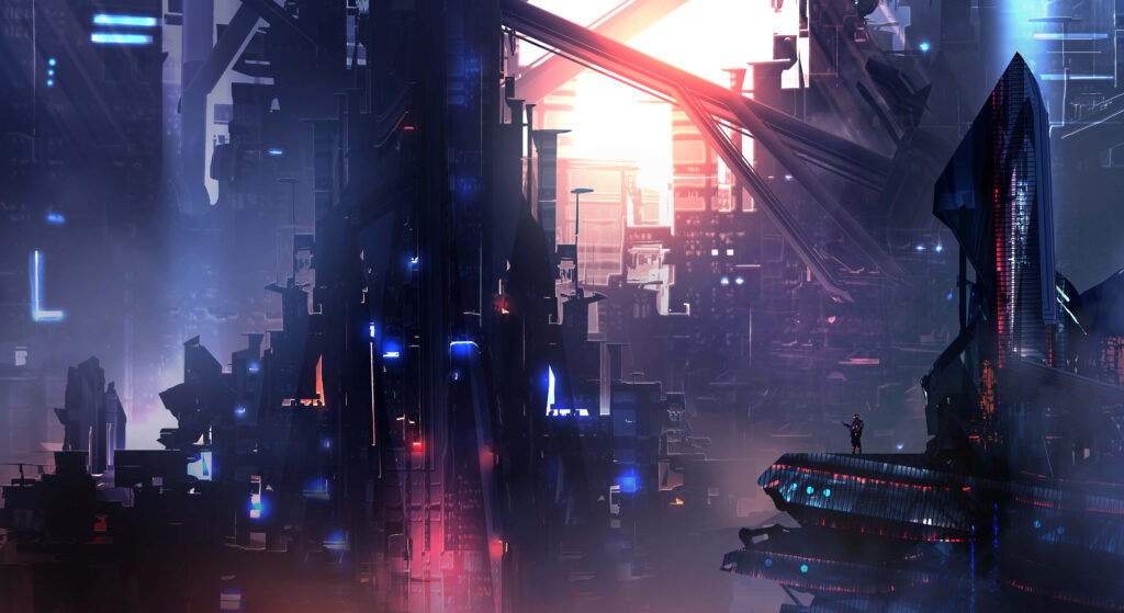 Vibrant Neon Cityscape Wallpaper: Futuristic Skyscrapers & Energy