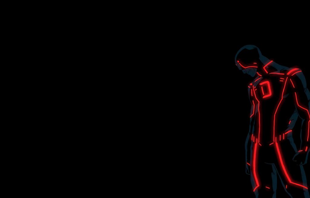 Futuristic Neon Daredevil Wallpaper: Sleek Minimalist Design