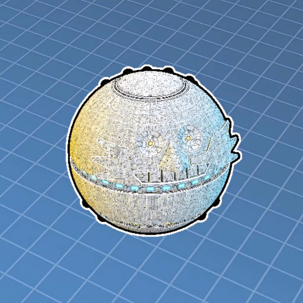 Futuristic Death Egg Sonic wireframe wallpaper with neon highlights on blue grid background