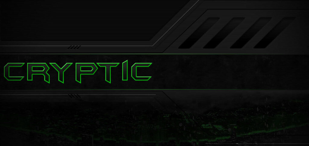 Futuristic Neon Green CRYPTIC Wallpaper with Tech-Inspired Background