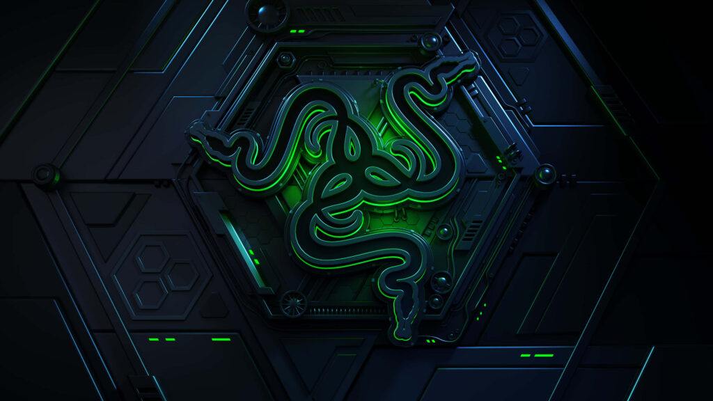 Neon Green Emblem Wallpaper: Futuristic Tech Design & 3D Geometry