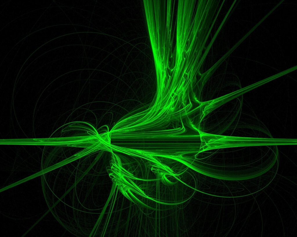 Futuristic Neon Green Smoke Wallpaper - Abstract Dark Background 2560x2048
