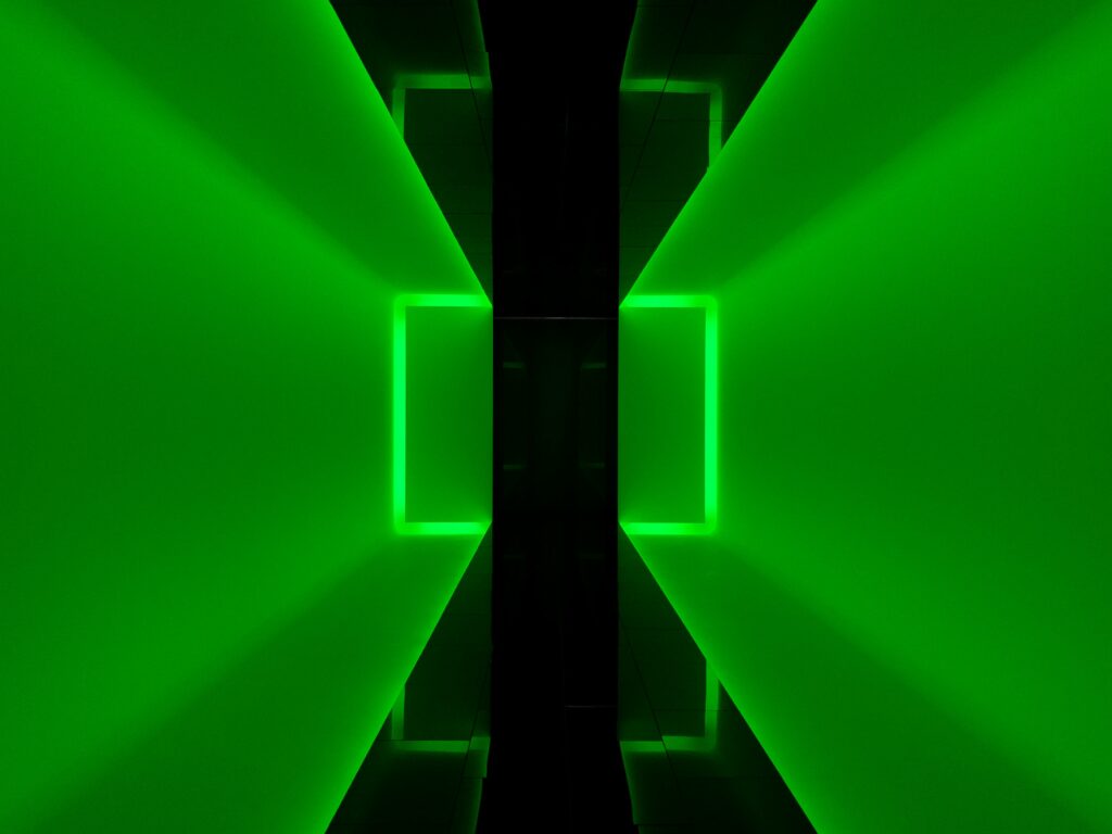 Futuristic Neon Green Abstract Wallpaper with Glowing Squares