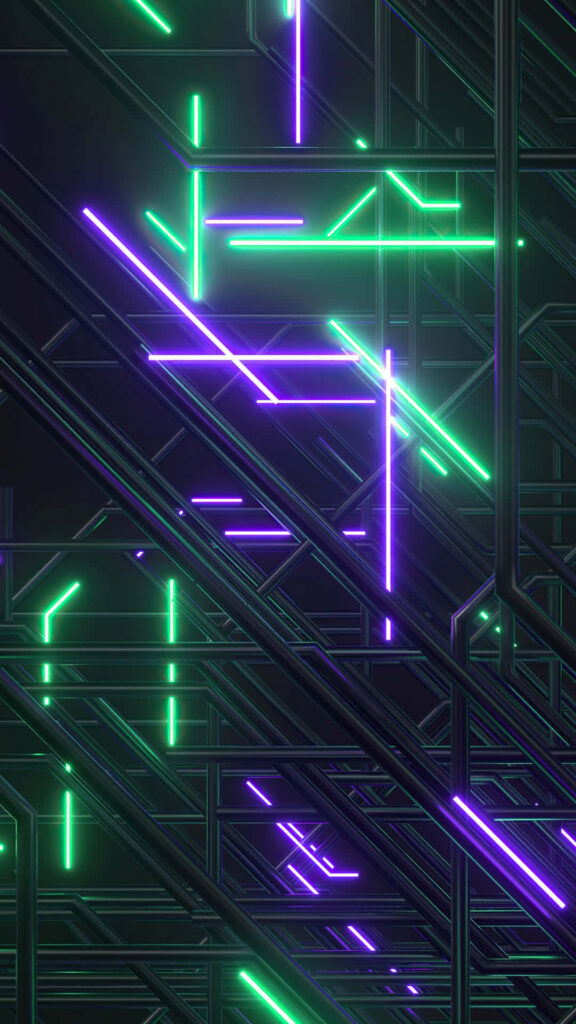 Intricate Neon Abstract Design: Futuristic Labyrinth Background Wallpaper