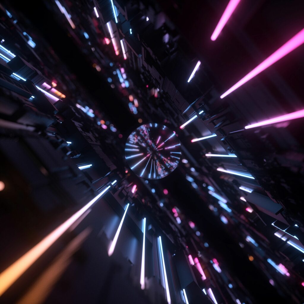 Futuristic Neon Wallpaper: Vibrant Spheres & Dark Background