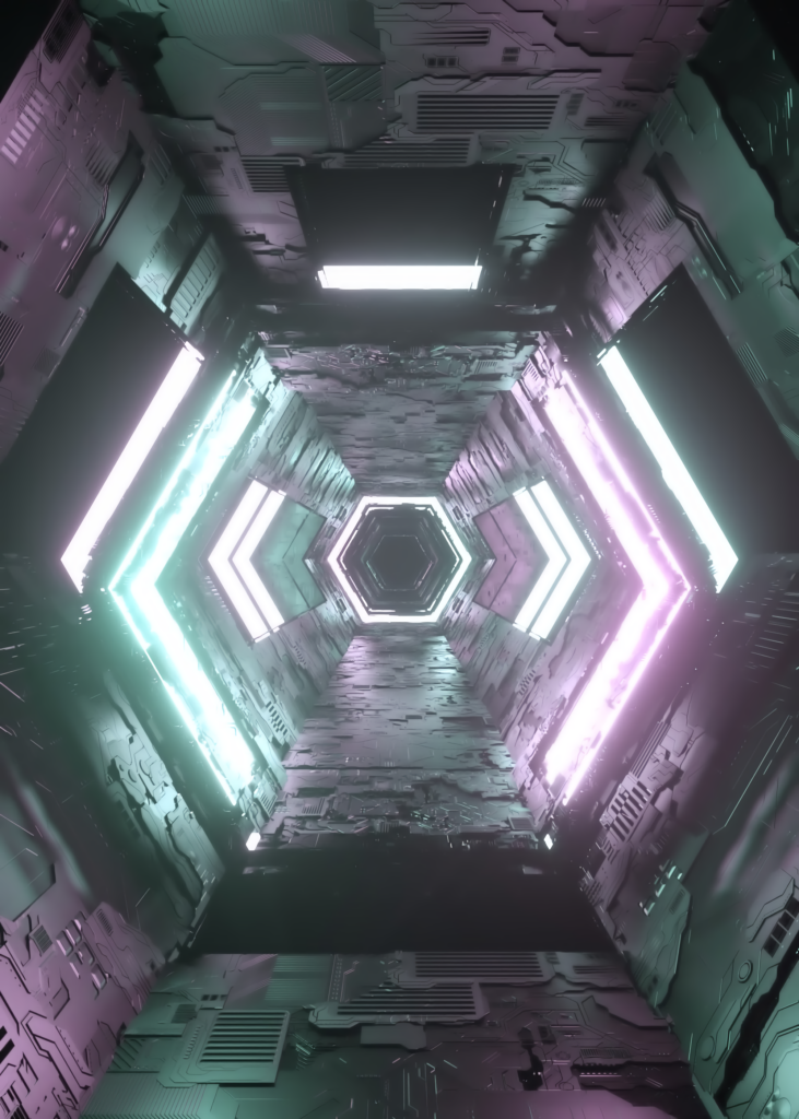 Futuristic Neon Tunnel Wallpaper: Blue & Pink Vibrant Background