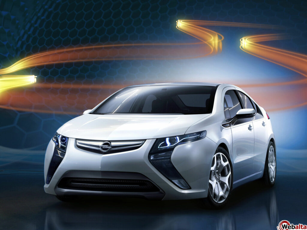 Futuristic Opel Ampera Concept Car Wallpaper with Dynamic Background