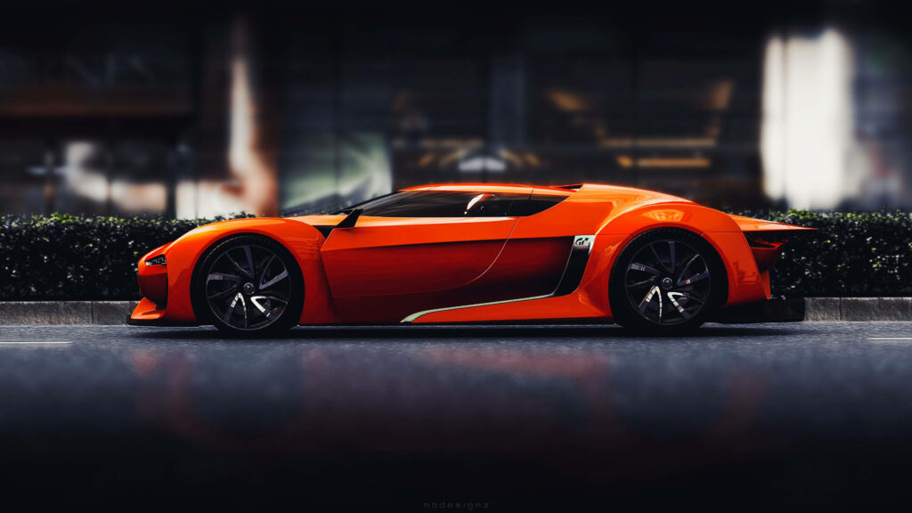 Futuristic Orange Citroën GT Wallpaper: Dynamic Urban Background